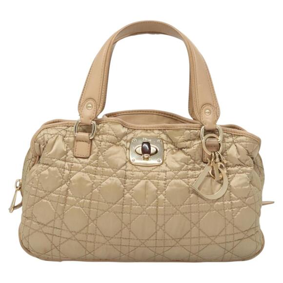 DIOR Canage Hand Bag Nylon Beige Gold - Picture 2 of 14